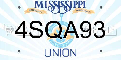4SQA93 Mississippi License Plate