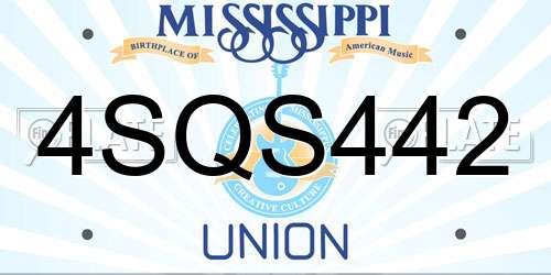 4SQS442 Mississippi License Plate