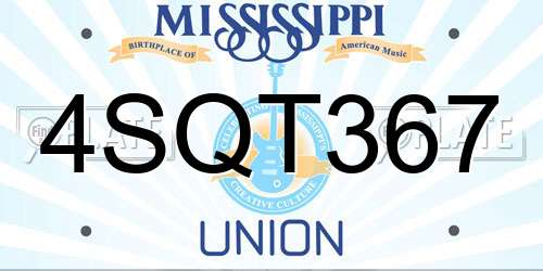 4SQT367 Mississippi License Plate