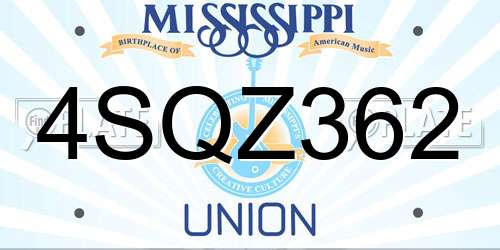 4SQZ362 Mississippi License Plate