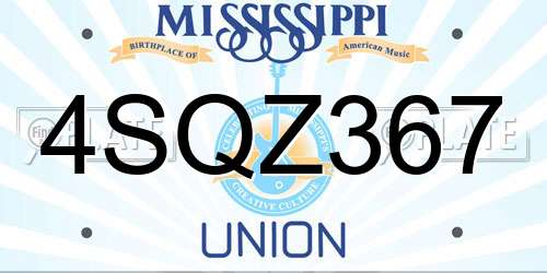 4SQZ367 Mississippi License Plate