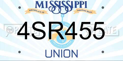 4SR455 Mississippi License Plate