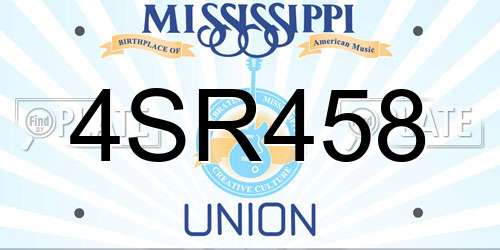 4SR458 Mississippi License Plate