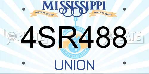 4SR488 Mississippi License Plate