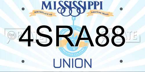 4SRA88 Mississippi License Plate