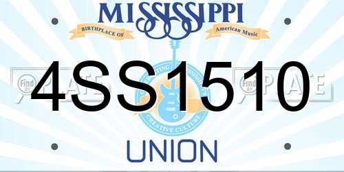 4SS1510 Mississippi License Plate