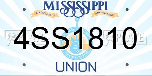 4SS1810 Mississippi License Plate