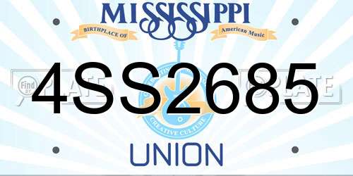 4SS2685 Mississippi License Plate