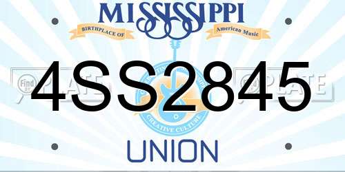 4SS2845 Mississippi License Plate