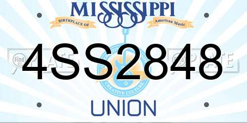 4SS2848 Mississippi License Plate