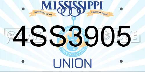4SS3905 Mississippi License Plate