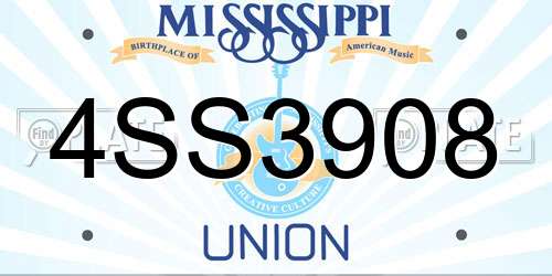 4SS3908 Mississippi License Plate