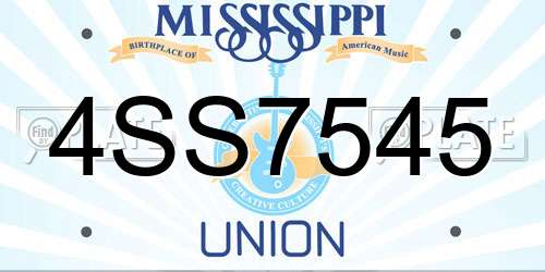 4SS7545 Mississippi License Plate