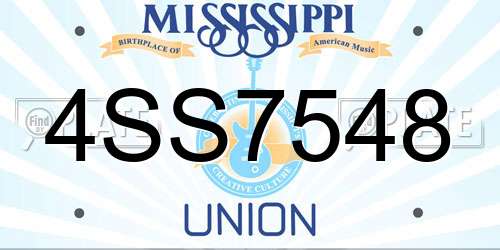 4SS7548 Mississippi License Plate