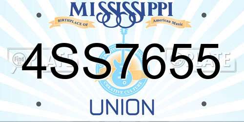 4SS7655 Mississippi License Plate