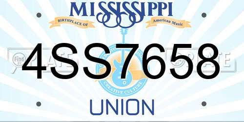 4SS7658 Mississippi License Plate