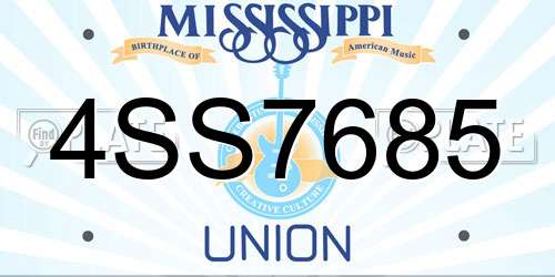 4SS7685 Mississippi License Plate