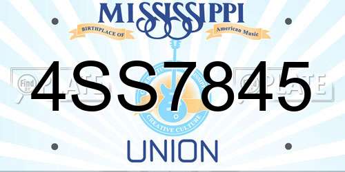 4SS7845 Mississippi License Plate