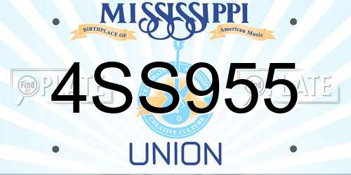 4SS955 Mississippi License Plate