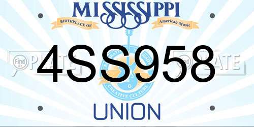 4SS958 Mississippi License Plate