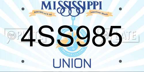 4SS985 Mississippi License Plate