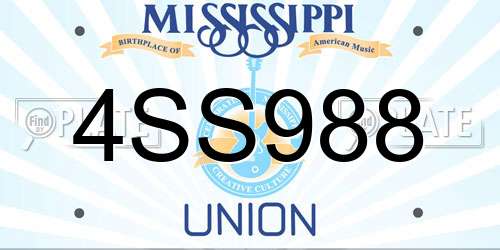 4SS988 Mississippi License Plate