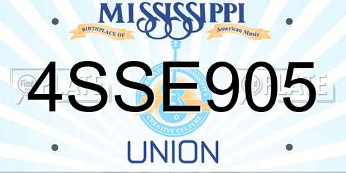 4SSE905 Mississippi License Plate