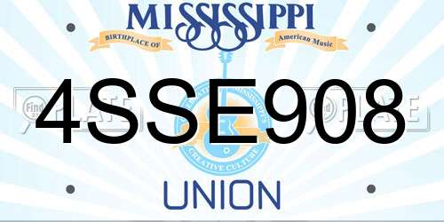 4SSE908 Mississippi License Plate