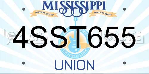 4SST655 Mississippi License Plate