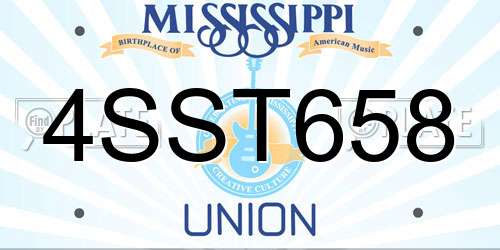 4SST658 Mississippi License Plate
