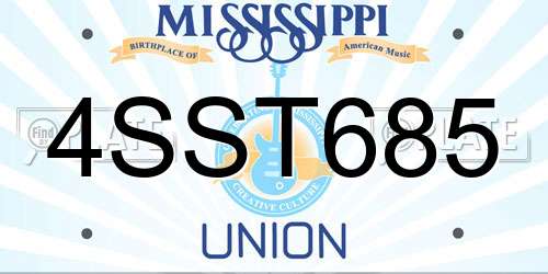 4SST685 Mississippi License Plate