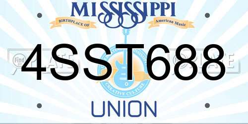 4SST688 Mississippi License Plate