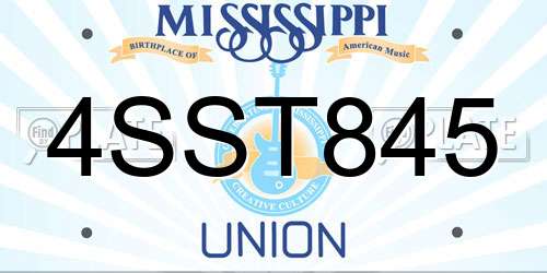4SST845 Mississippi License Plate