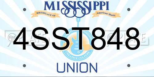 4SST848 Mississippi License Plate