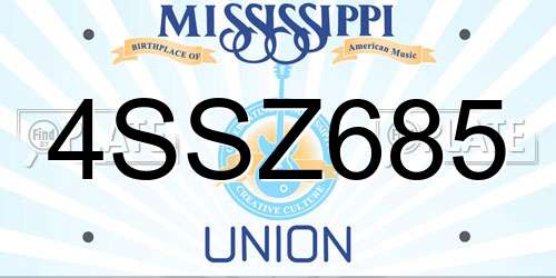 4SSZ685 Mississippi License Plate