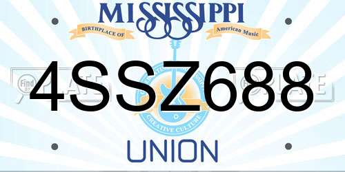 4SSZ688 Mississippi License Plate