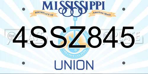 4SSZ845 Mississippi License Plate