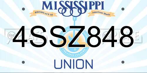 4SSZ848 Mississippi License Plate