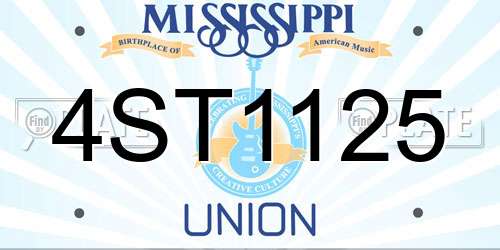 4ST1125 Mississippi License Plate