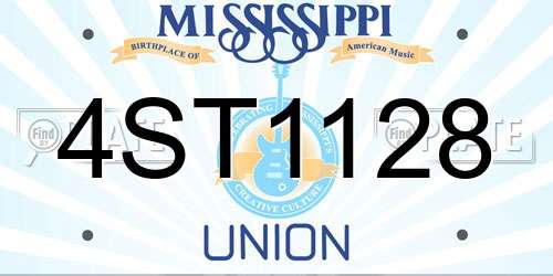4ST1128 Mississippi License Plate