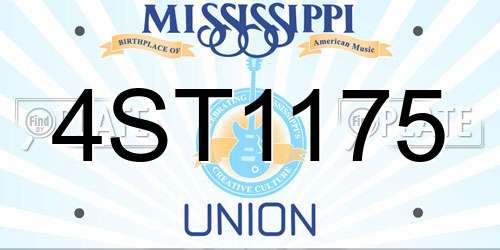4ST1175 Mississippi License Plate