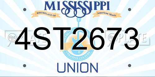 4ST2673 Mississippi License Plate