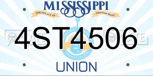 4ST4506 Mississippi License Plate