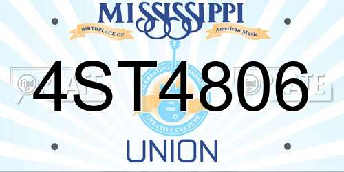 4ST4806 Mississippi License Plate