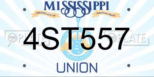 4ST557 Mississippi License Plate