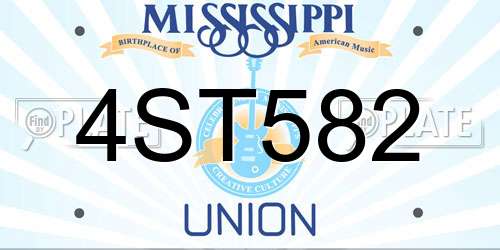 4ST582 Mississippi License Plate