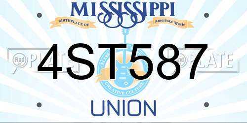 4ST587 Mississippi License Plate