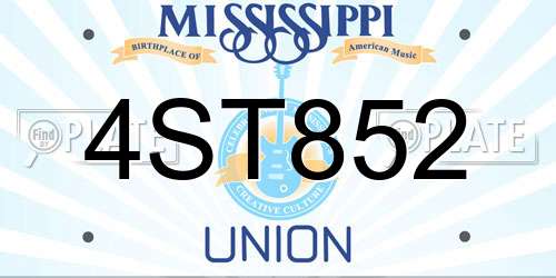 4ST852 Mississippi License Plate