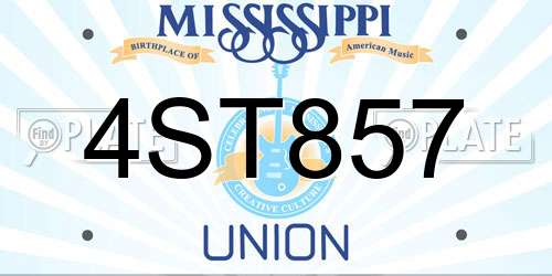4ST857 Mississippi License Plate