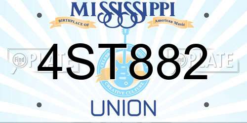 4ST882 Mississippi License Plate